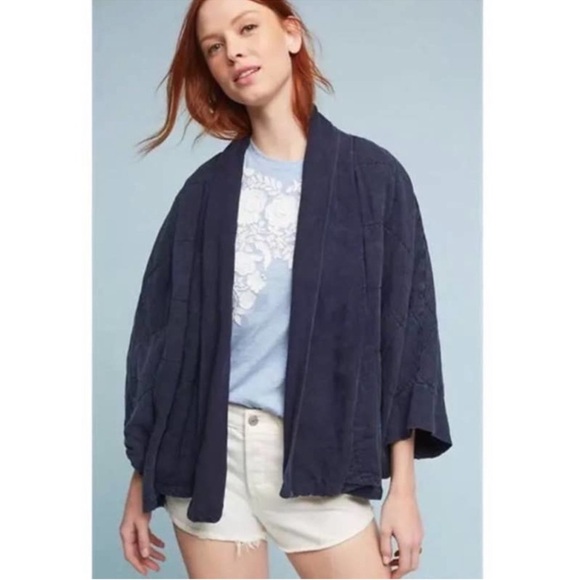 Anthropologie Sweaters - Anthropologie Saturday Sunday Fairview Quilted Slouchy Cardigan Boho Navy XS/S